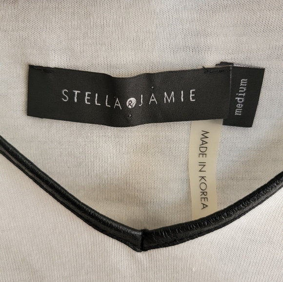 Stella & Jamie | Mixed Material Black & White Studded Tank Top Size Medium - Picture 3 of 6